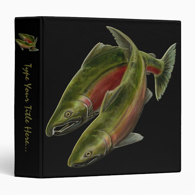 Fishing Binder Coho Salmon Art Book Binder Album (Front/Spine)