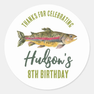 Fishing Birthday Favours Classic Round Sticker