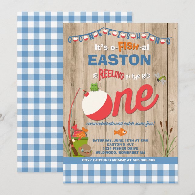 Fishing Birthday Invitation O-Fish-Ally One Party (Front/Back)