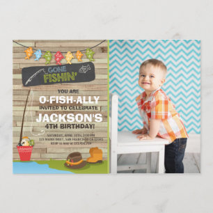 Fishing Birthday Invitation Wood Fishing party