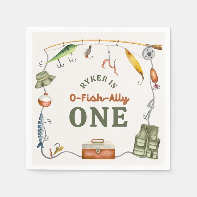 Fishing Birthday Paper Napkins (Front)