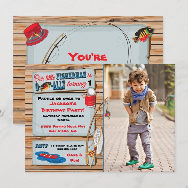Fishing Birthday Party Boy Invitation (Front/Back)