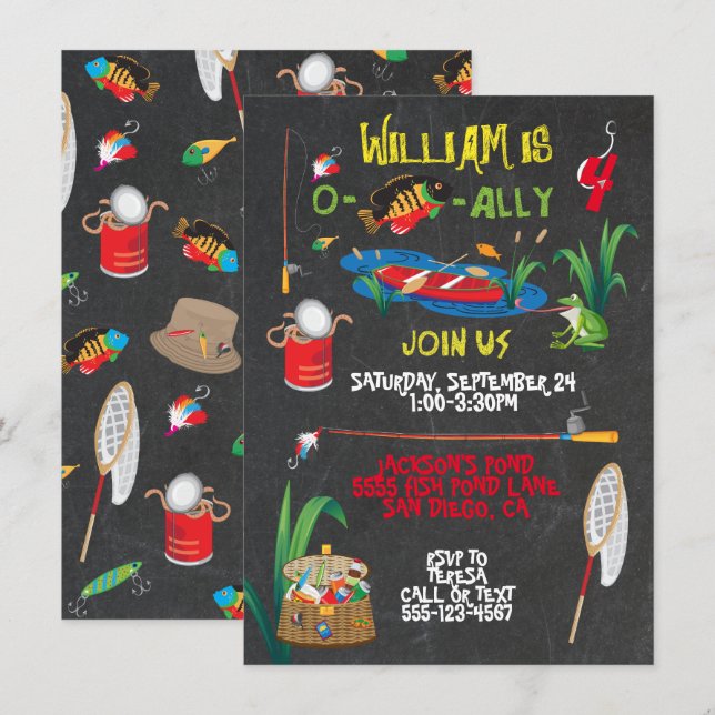 Fishing Birthday Party Invitation (Front/Back)