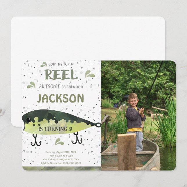 Fishing Birthday Photo Invitation (Front/Back)