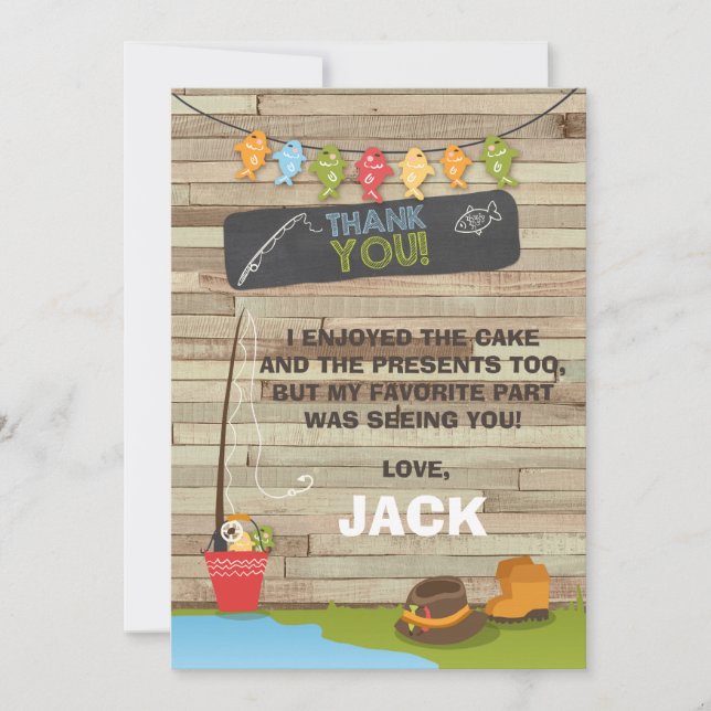 Fishing Birthday Thank You Card Fishing party (Front)