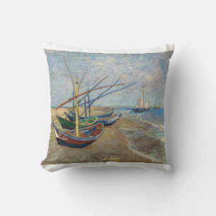 Fishing Boars on the Beach at Saintes Maries 1888  Throw Pillow