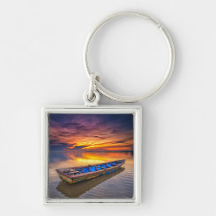 Fishing Boat At Sunrise Jubakar Beach Keychain