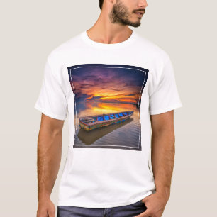 Fishing Boat At Sunrise   Jubakar Beach T-Shirt