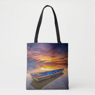 Fishing Boat At Sunrise   Jubakar Beach Tote Bag