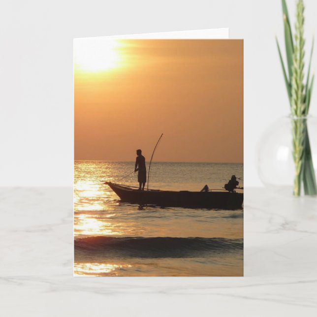 Fishing Boat at Sunset Card (Front)