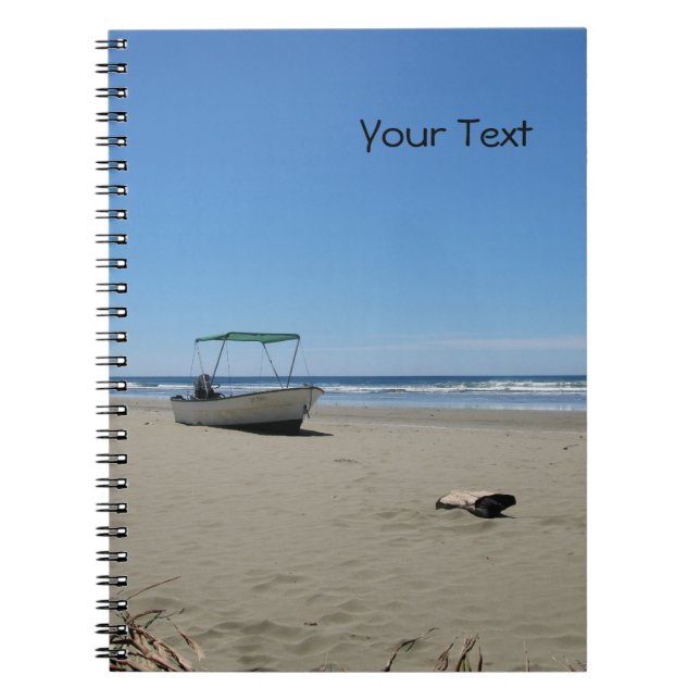 Fishing Boat at the Beach (customizable) Notebook (Front)