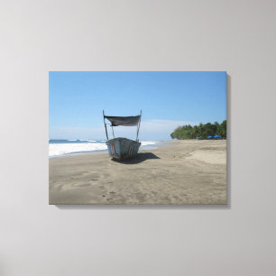 Fishing Boat at the Beach in Costa Rica Canvas Print