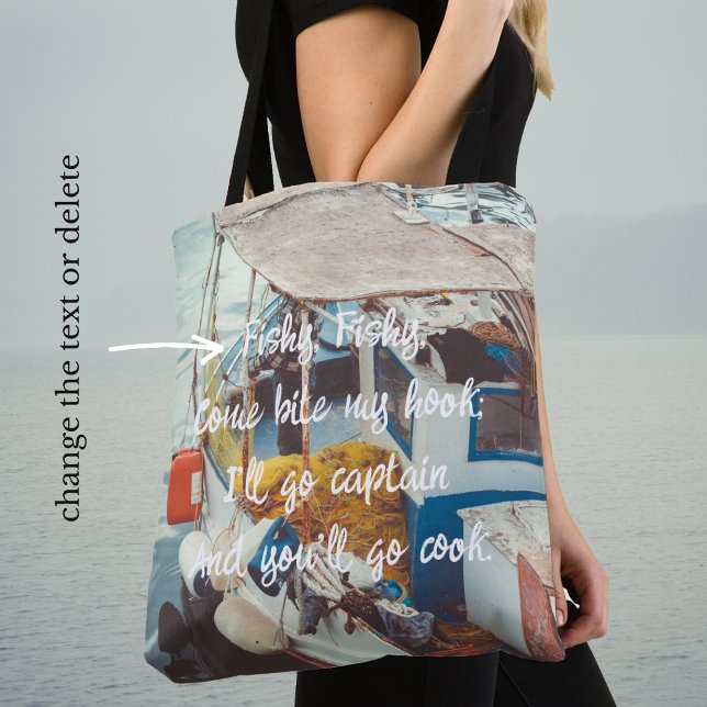 Fishing Boat at the Mediterranean Seaside Tote Bag (Creator Uploaded)