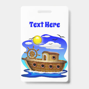 Fishing Boat Cartoon Badge