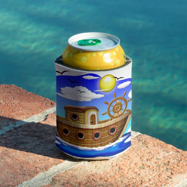 Fishing Boat Cartoon  Can Cooler (In Situ Pool)
