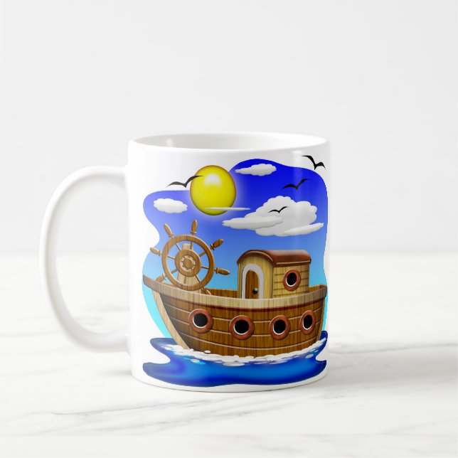 Fishing Boat Cartoon  Coffee Mug (Left)