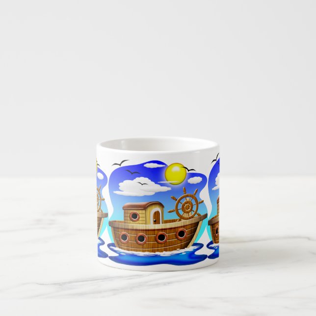 Fishing Boat Cartoon  Espresso Cup (Front)