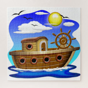 Fishing Boat Cartoon Jigsaw Puzzle