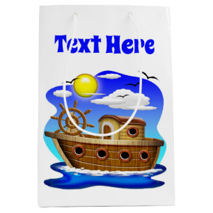 Fishing Boat Cartoon Medium Gift Bag