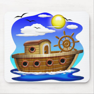 Fishing Boat Cartoon Mouse Pad