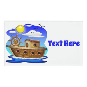 Fishing Boat Cartoon  Name Tag