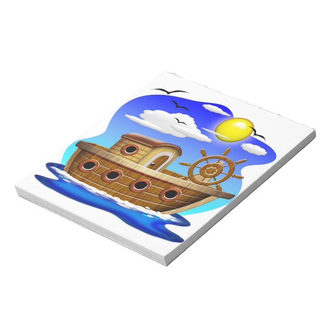 Fishing Boat Cartoon Notepad (Rotated)