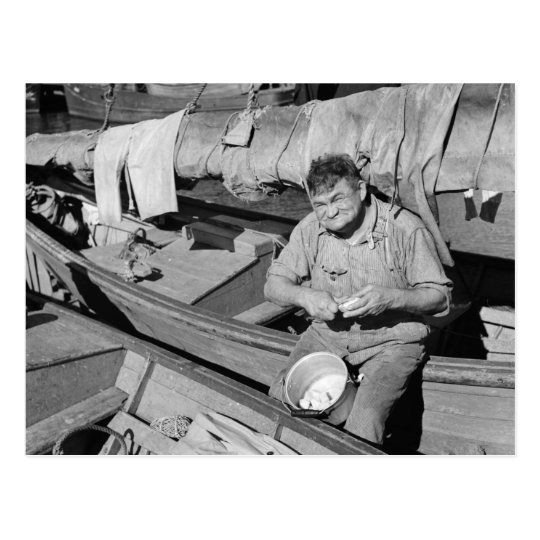 Fishing boat cook - Christmas 1938 Postcard