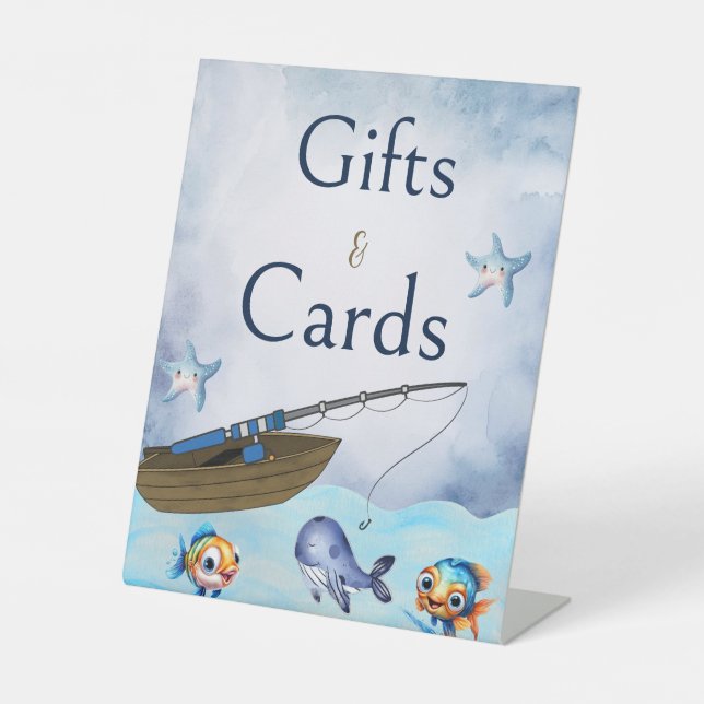 Fishing boat Gift and Cards  Pedestal Sign (Front)