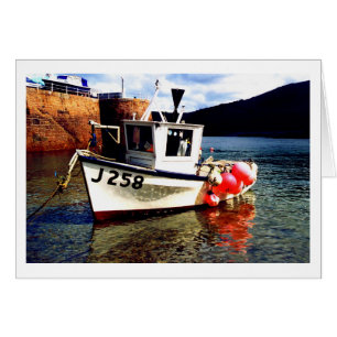 Fishing boat in Bonne Nuit harbour Jersey card