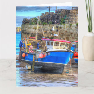 Fishing Boat In Cornish Harbour Card
