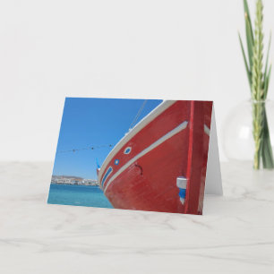 Fishing Boat In The Port Of Mykonos In Cyclades Card