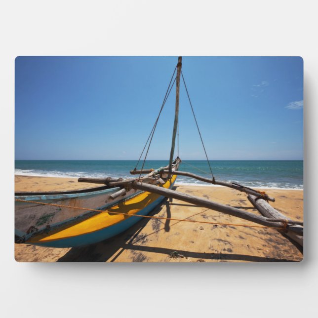 Fishing Boat Moored On Beach Plaque (Front)
