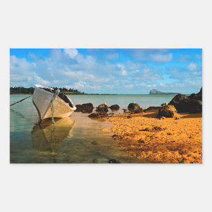 Fishing Boat On Mauritian Beach With Islet Sticker