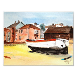 Fishing Boat on Sandy Beach Photo Print