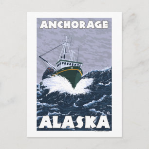 Fishing Boat Scene - Anchorage, Alaska Postcard