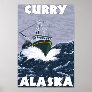 Fishing Boat Scene - Curry, Alaska Poster
