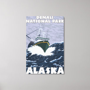 Fishing Boat Scene - Denali Nat'l Park, Alaska Canvas Print