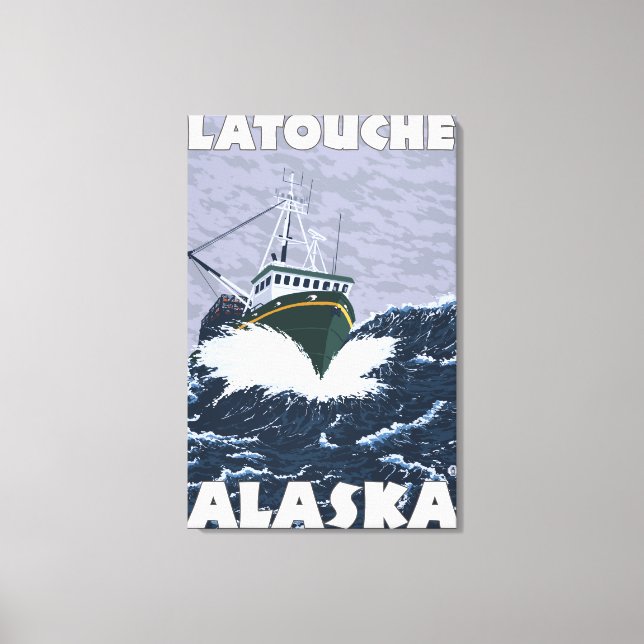 Fishing Boat Scene - Latouche, Alaska Canvas Print (Front)