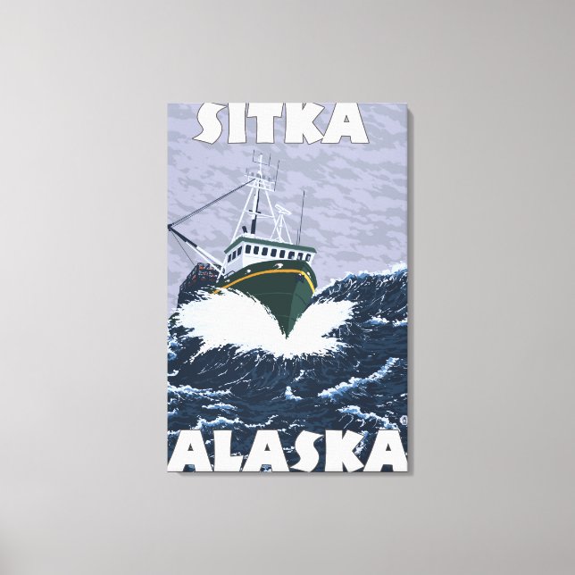 Fishing Boat Scene - Sitka, Alaska Canvas Print (Front)