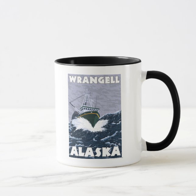 Fishing Boat Scene - Wrangell, Alaska Mug (Right)
