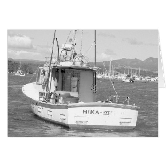 Fishing boat, Whitianga, New Zealand B & W Card
