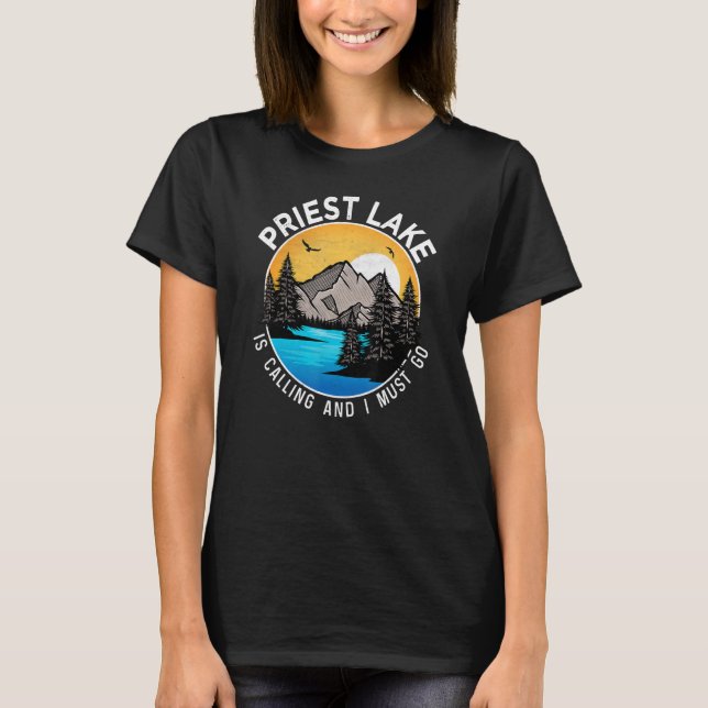 Fishing Boating Camping   Lakeview Priest Lake T-Shirt (Front)