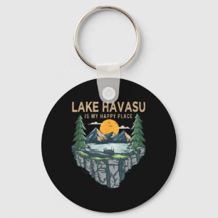 Fishing Boating Camping - My Happy Place Lake Hava Keychain