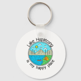 Fishing Boating Camping - My Happy Place Lake Hopa Keychain