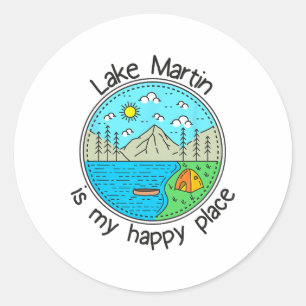 Fishing Boating Camping - My Happy Place Lake Mart Classic Round Sticker