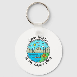 Fishing Boating Camping - My Happy Place Lake Mart Keychain
