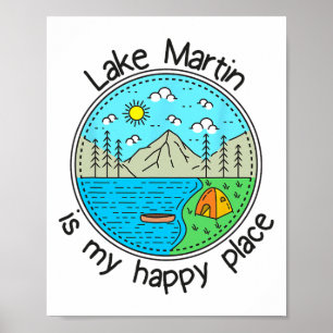 Fishing Boating Camping - My Happy Place Lake Mart Poster