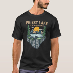 Fishing Boating Camping My Happy Place Priest Lak T-Shirt