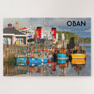Fishing boats and ferry, Oban, Scotland Jigsaw Puzzle