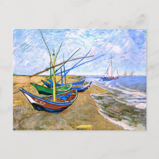 Fishing Boats Beach Saintes-Maries Van Gogh Fine Postcard (Front)